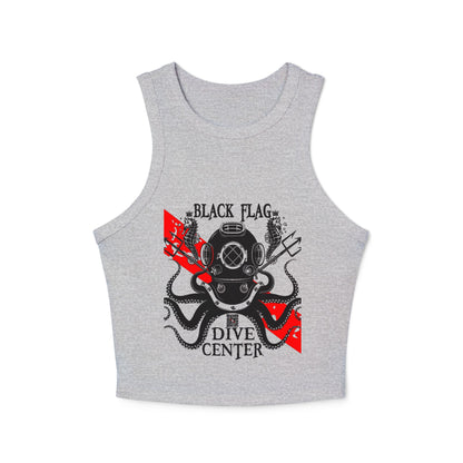 Dive Center Racer Tank Top (White) — Black Flag Scuba Helmet Graphic