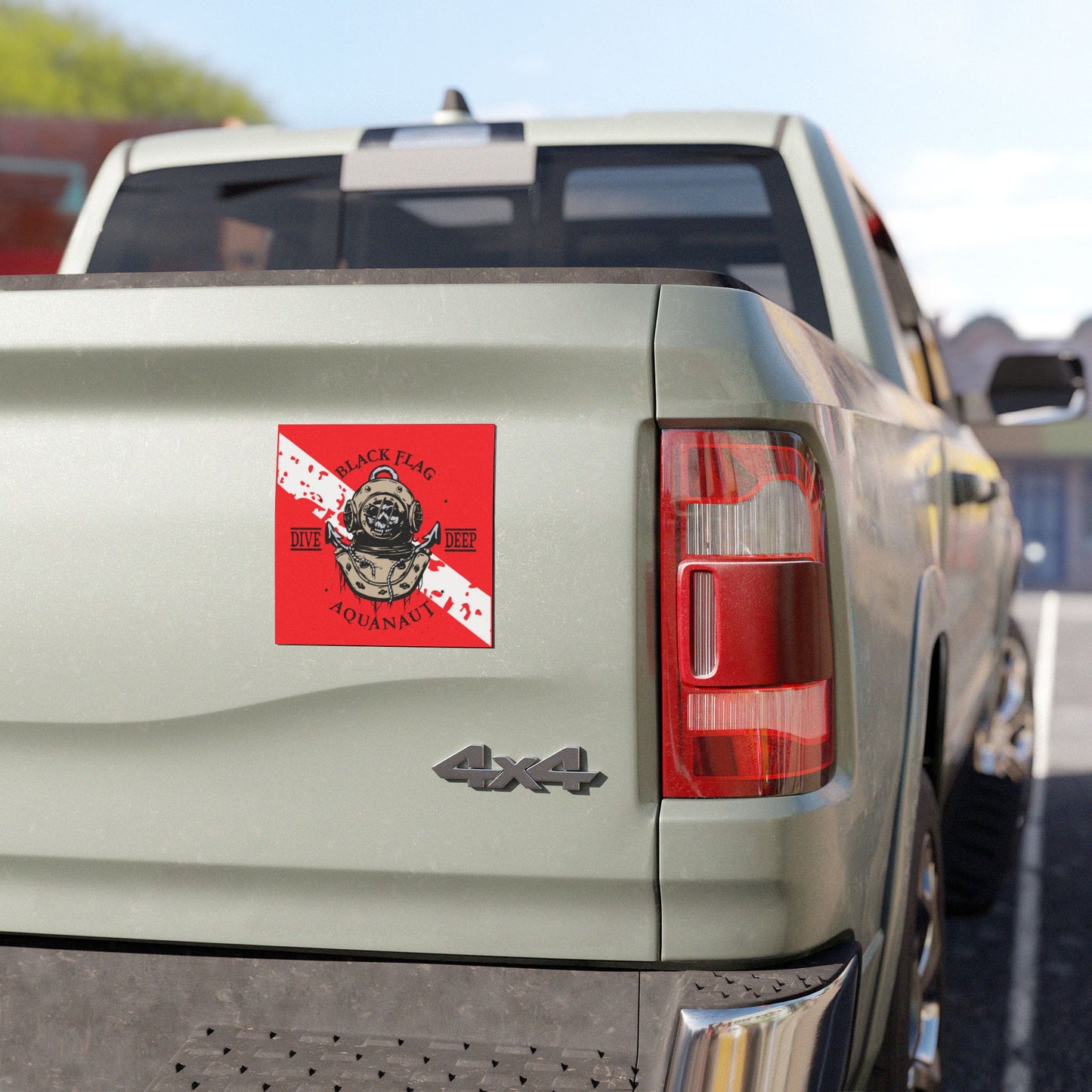Dive Center Car Magnet (Red) — Black Flag Scuba Diving Aquanaut Design