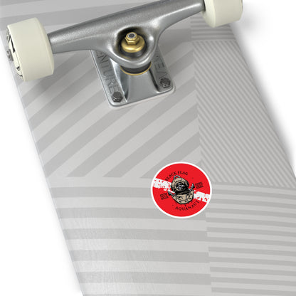 Aquanaut Dive Flag Round Sticker — 'Black Flag Aquanaut' Scuba Helmet Design