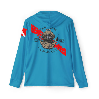 Dive Center Hoodie (Turquoise) - 'Black Flag' White Vintage Diving Octopus Graphic