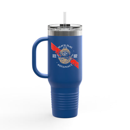 40oz Insulated Travel Mug (Aquanaut) — Customizable "Your Text" White Tumbler