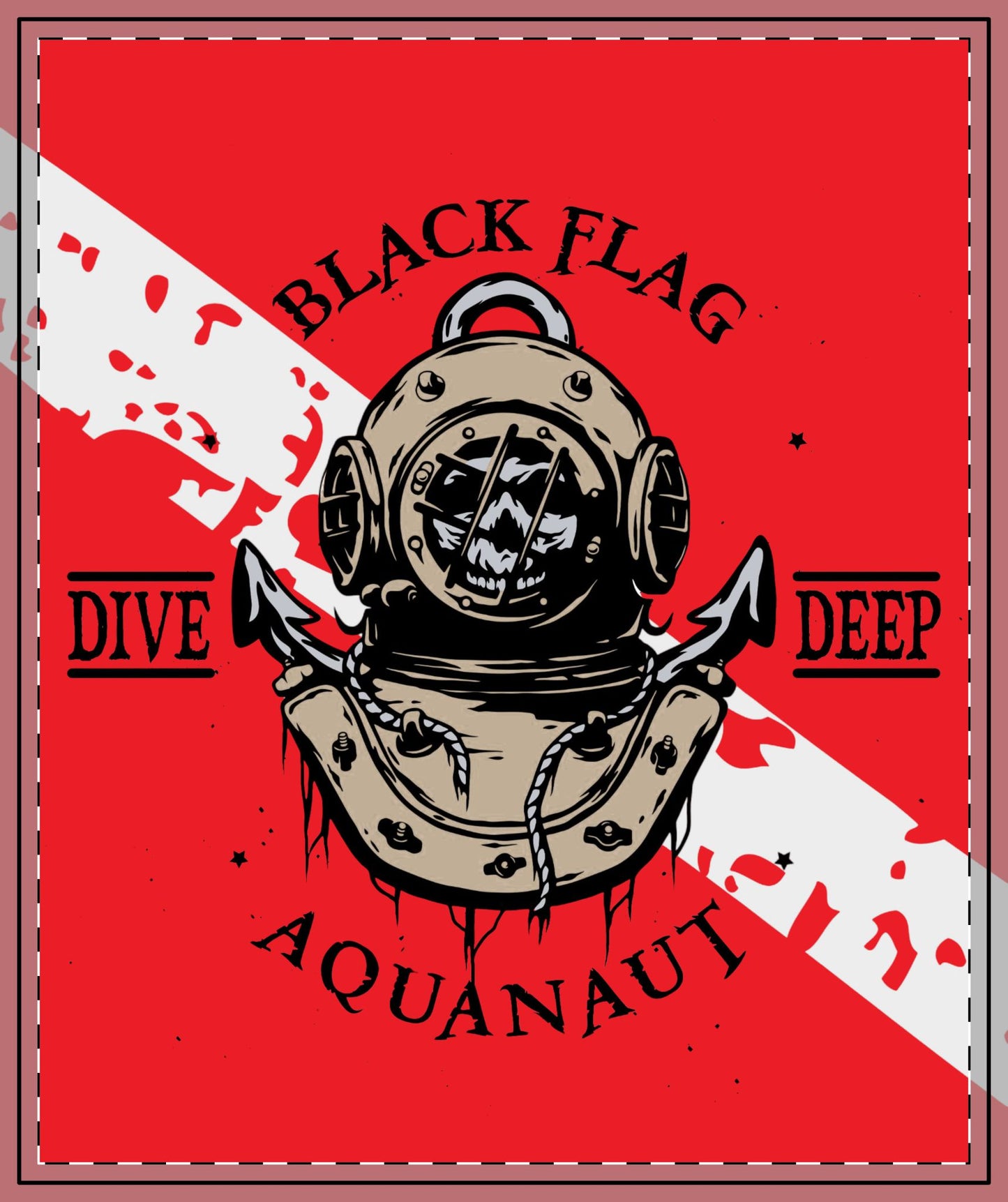 Quilted Throw — Black Flag Aquanaut Diver Blanket (Dive Deep)