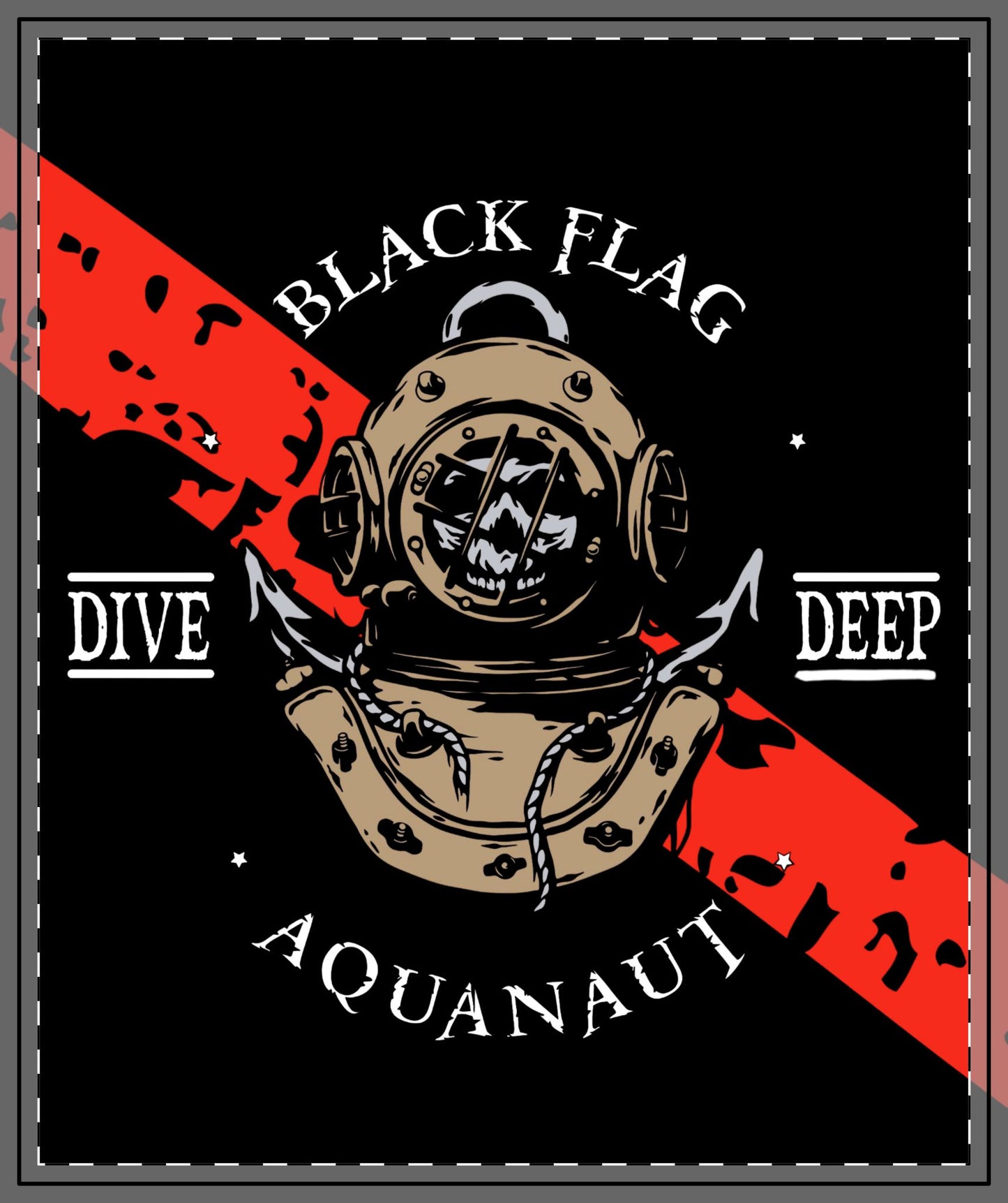 Black Flag Aquanaut Quilted Throw Blanket — Dive Deep Vintage Diver Design