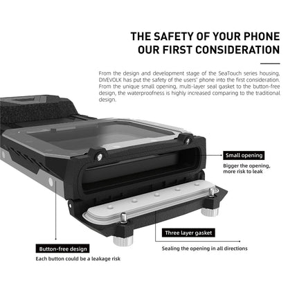DIVEVOLK SeaTouch 4 MAX PLUS Underwater Housing Starlight Grey compatible to iPhone and Android, Dive Housing, Waterproof Phone Case