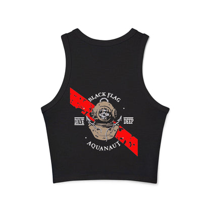 Dive Center Racer Tank Top (White) — Black Flag Scuba Helmet Graphic