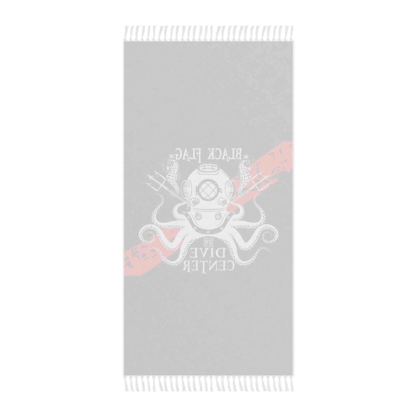 Dive Center Beach Towel – Vintage Deep Sea Octopus & Helmet Design (Black Flag)