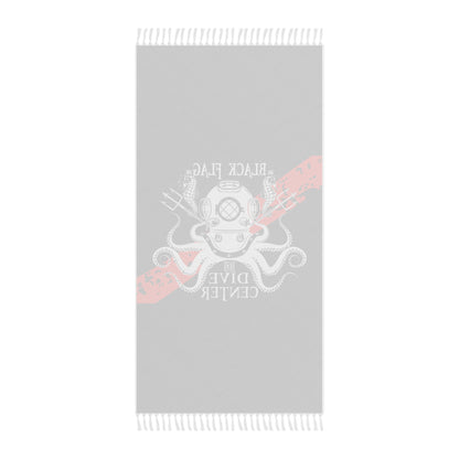 Dive Center Beach Towel – Vintage Deep Sea Octopus & Helmet Design (Black Flag)