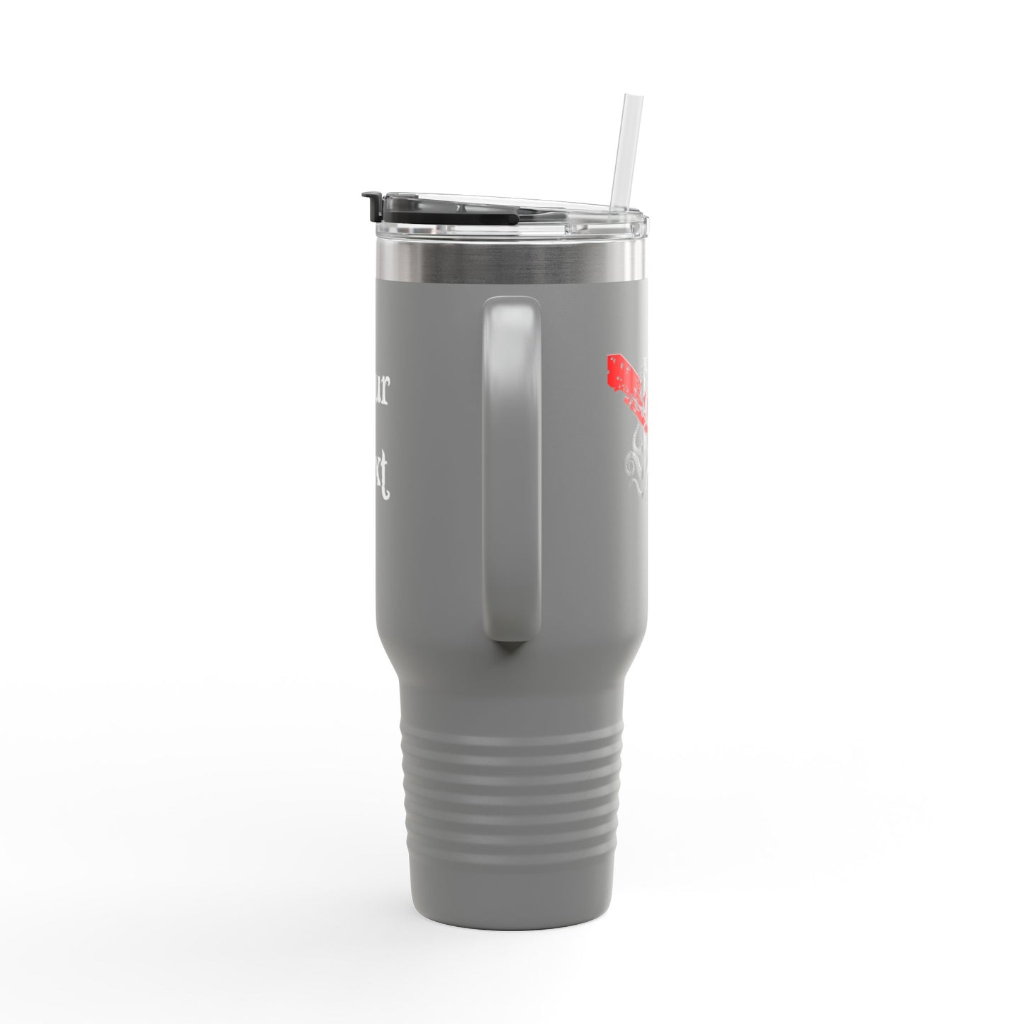 40oz Insulated Travel Mug (Octopus) — Customizable "Your Text" White Tumbler