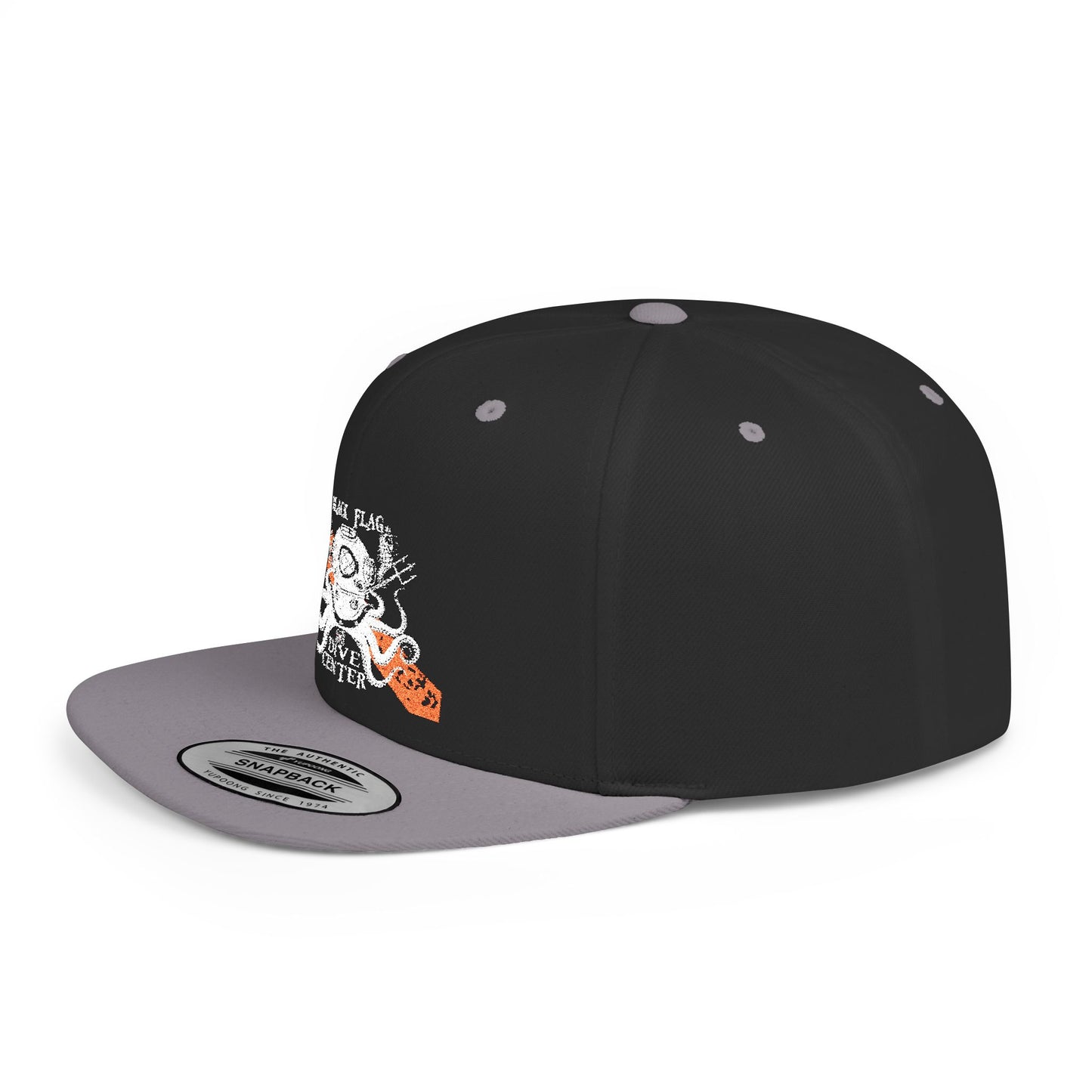 Octopus Kayak Snapback Hat — Distressed Paddle Graphic Flat-Bill Cap