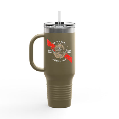 40oz Insulated Travel Mug (Aquanaut) — Customizable "Your Text" White Tumbler
