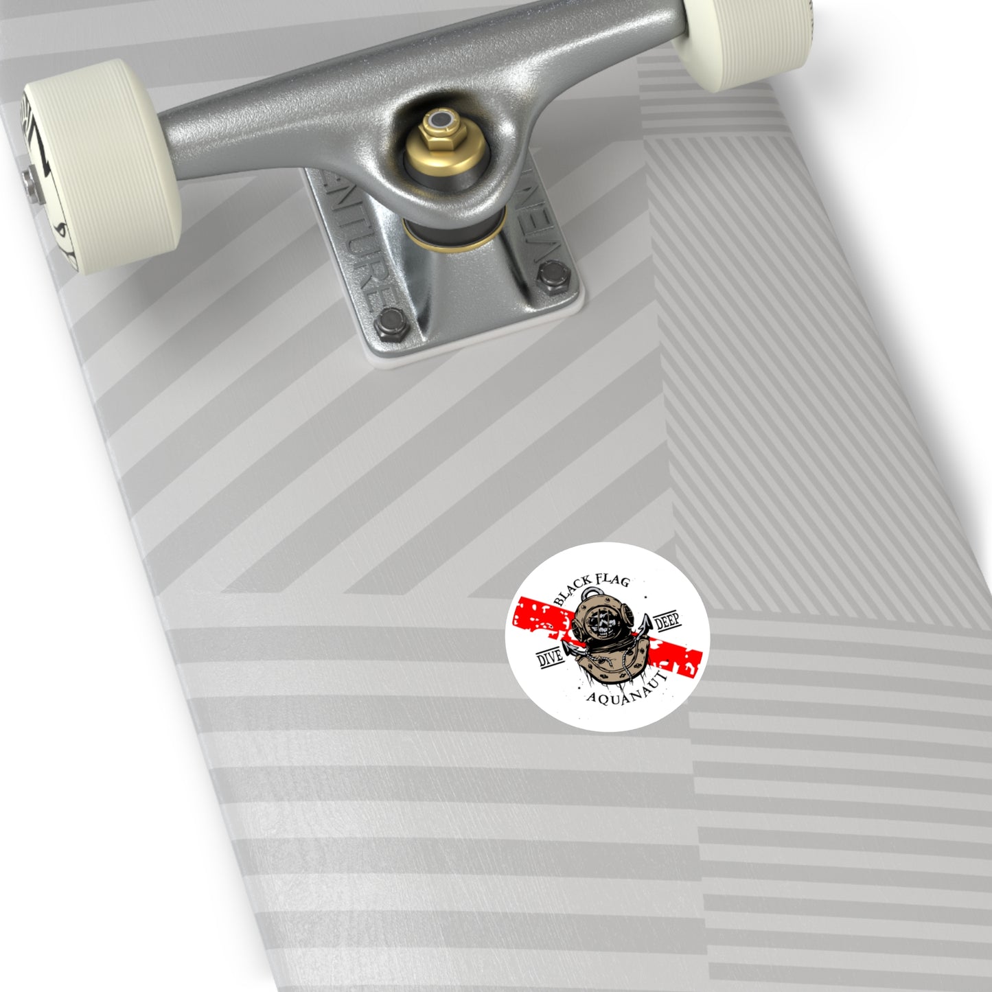 Black Flag Dive Center Round Sticker — Scuba Diver Helmet Octopus Design (Indoor/Outdoor)