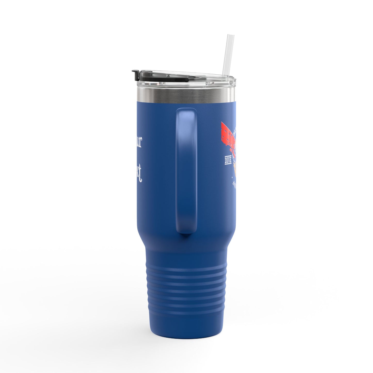 40oz Insulated Travel Mug (Aquanaut) — Customizable "Your Text" White Tumbler
