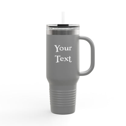 40oz Insulated Travel Mug (Octopus) — Customizable "Your Text" White Tumbler