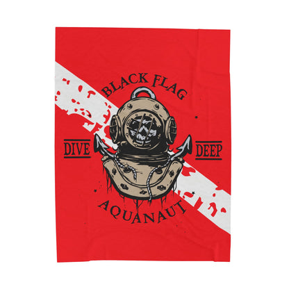 Diver Helmet Velveteen Plush Blanket — "Black Flag Aquanaut" Dive Deep Throw