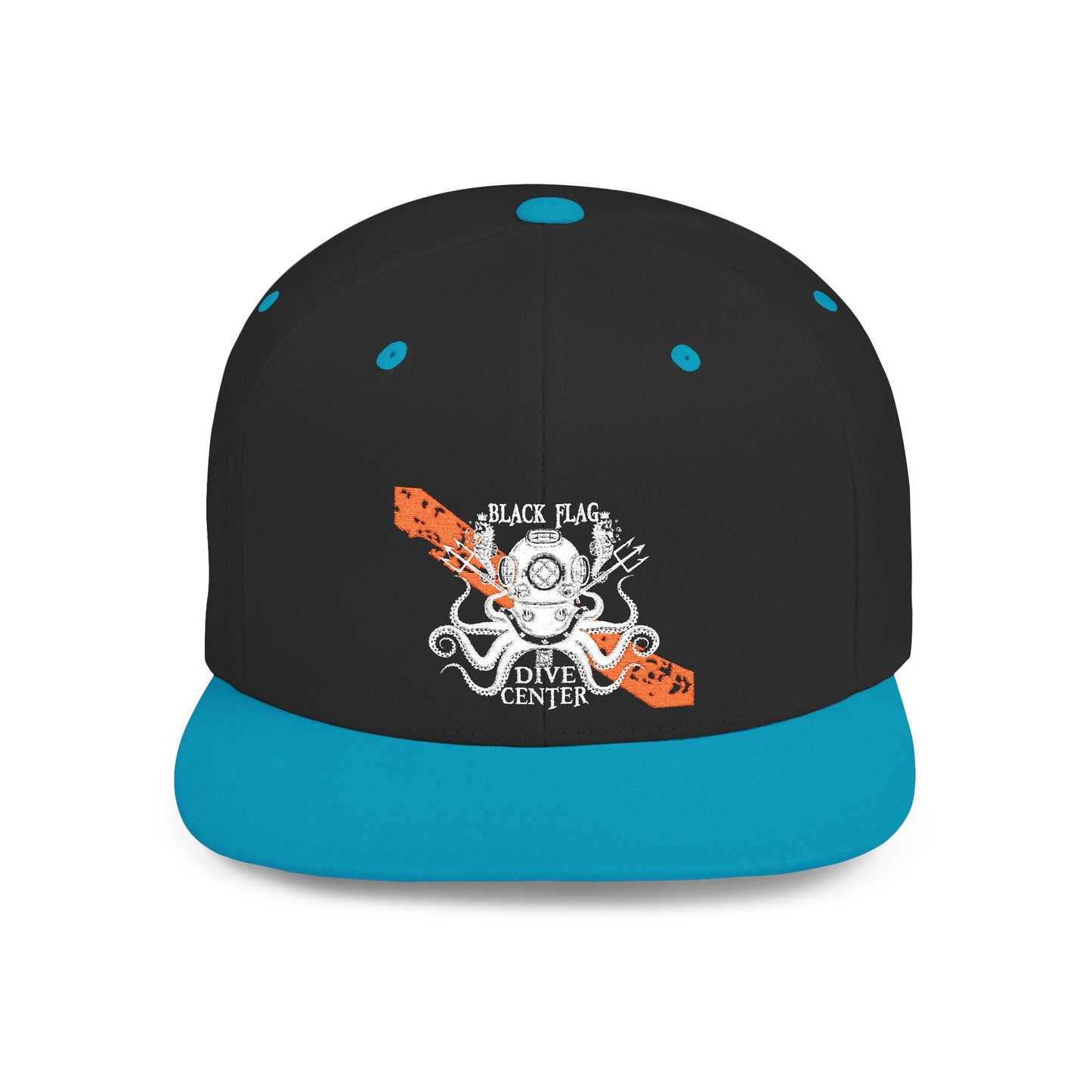 Octopus Kayak Snapback Hat — Distressed Paddle Graphic Flat-Bill Cap