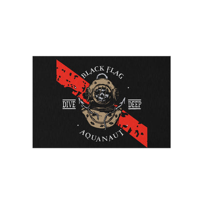Dive Deep Aquanaut Outdoor Rug — Black Flag Scuba Diver Doormat