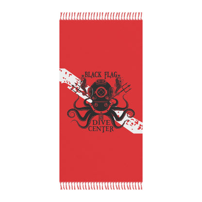 Dive Center Beach Towel — Black Flag Octopus Diver Design
