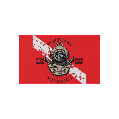 Dive Deep Aquanaut Outdoor Rug — Red Scuba Diver Flag Doormat