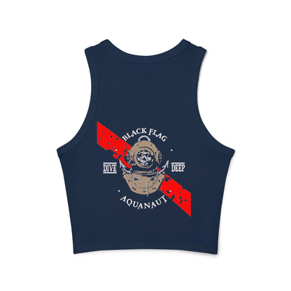 Dive Center Racer Tank Top (White) — Black Flag Scuba Helmet Graphic