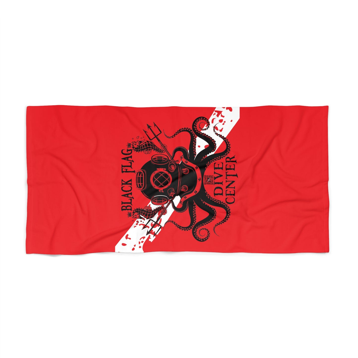 Diver Center Octopus Dive Flag Beach Towel – Red Scuba Design