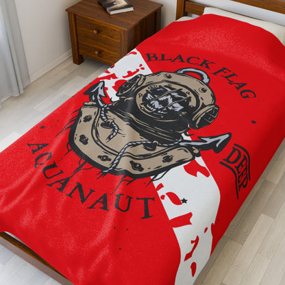 Diver Helmet Velveteen Plush Blanket — "Black Flag Aquanaut" Dive Deep Throw