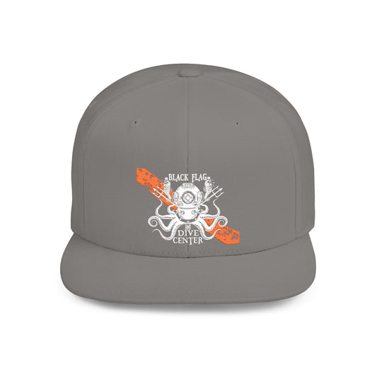 Octopus Kayak Snapback Hat — Distressed Paddle Graphic Flat-Bill Cap