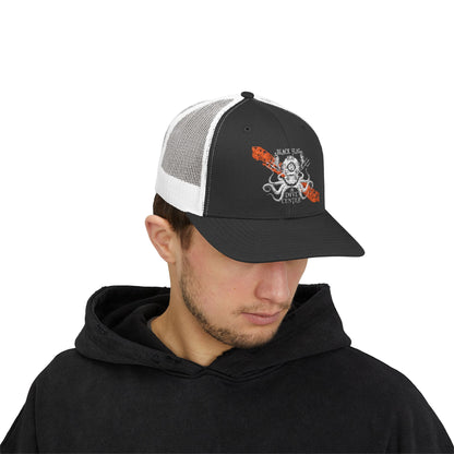 Trucker Cap - Skull & Crossed Oar Fishing Patch