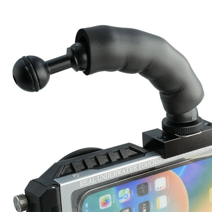 Fixable arm with cold shoe and hall head for underwater photography light mount and angle adjustment