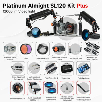 DIVEVOLK SeaTouch 4 Max Platinum Underwater Housing Almighty Kit for iPhone and most Android smartphone, dive housing, waterproof phone case