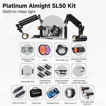 DIVEVOLK SeaTouch 4 Max Platinum Underwater Housing Almighty Kit for iPhone and most Android smartphone, dive housing, waterproof phone case