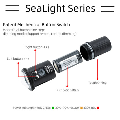 DIVEVOLK SL120 underwater video light 12000 lumens for Underwater Photography and Video