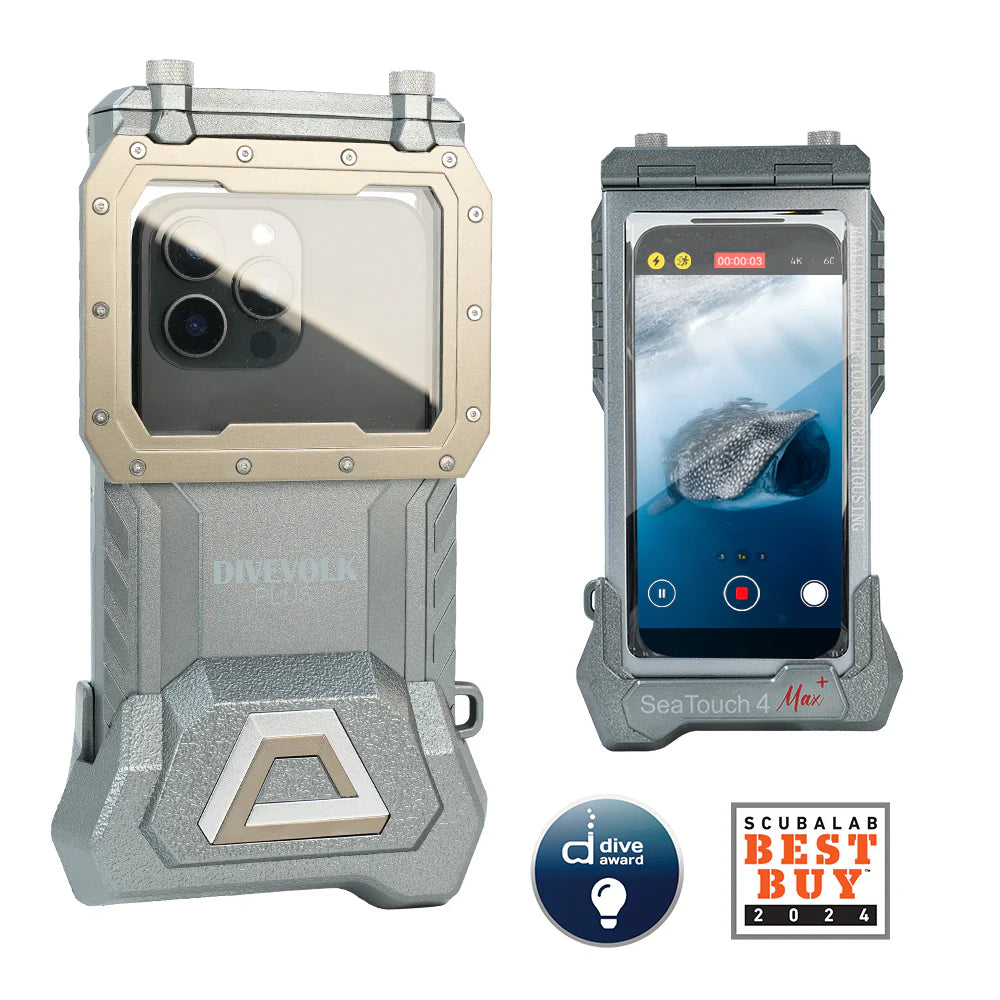 DIVEVOLK SeaTouch 4 MAX PLUS Underwater Housing Starlight Grey compatible to iPhone and Android, Dive Housing, Waterproof Phone Case
